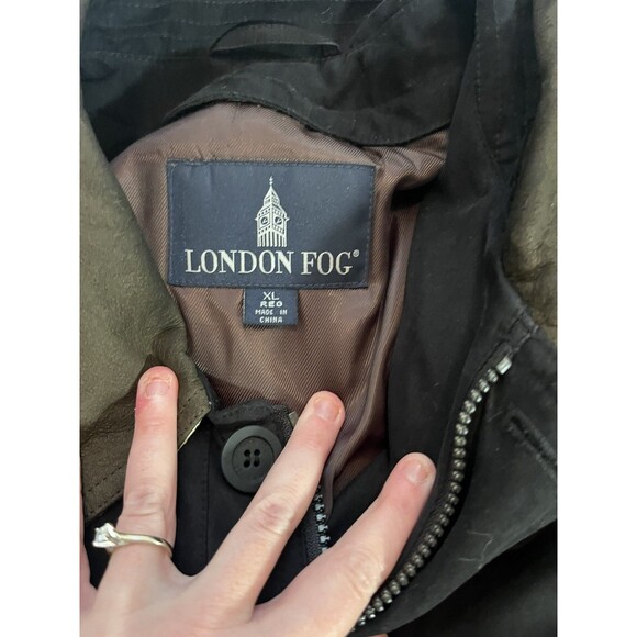 London Fog Men’s Black Zip Coat XL Reg w/ Removable Liner & Nubuck Collar - Picture 13 of 16